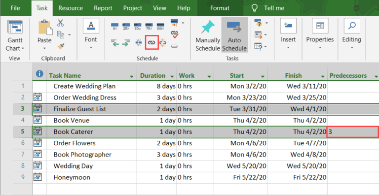 Linking Tasks In Microsoft Project - Simon Sez IT