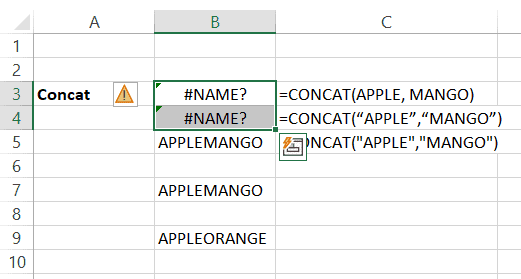 All instances of the #NAME Excel error in the worksheet will be highlighted