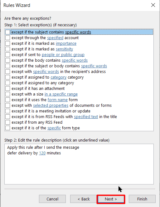 Set Exceptions if needed and Confirm by pressing Next