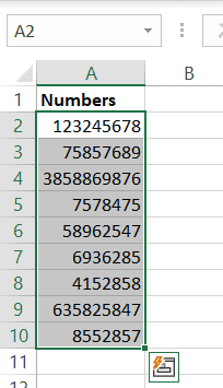 Select the range of cells 